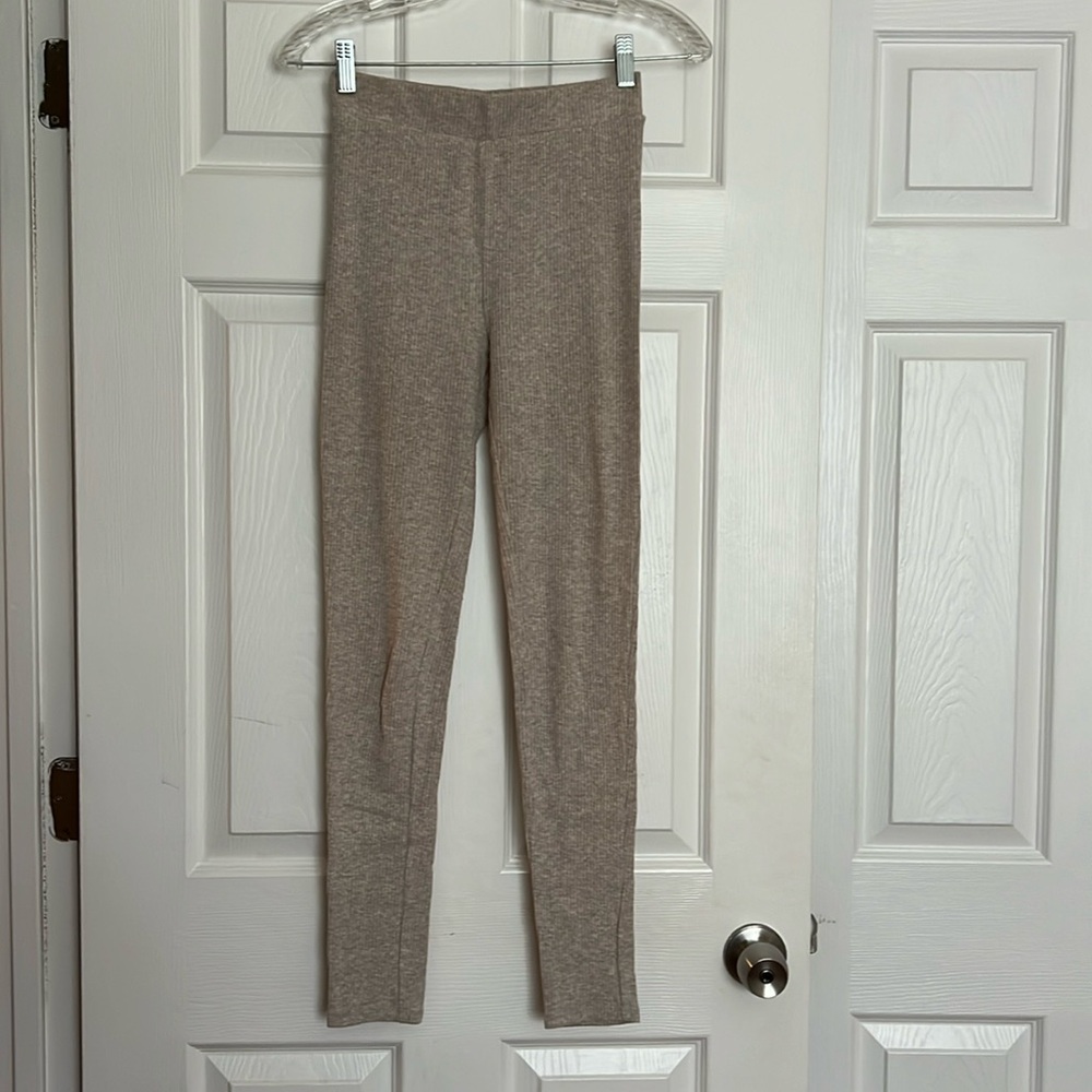 H&M Light Taupe Ribbed Leggings XS